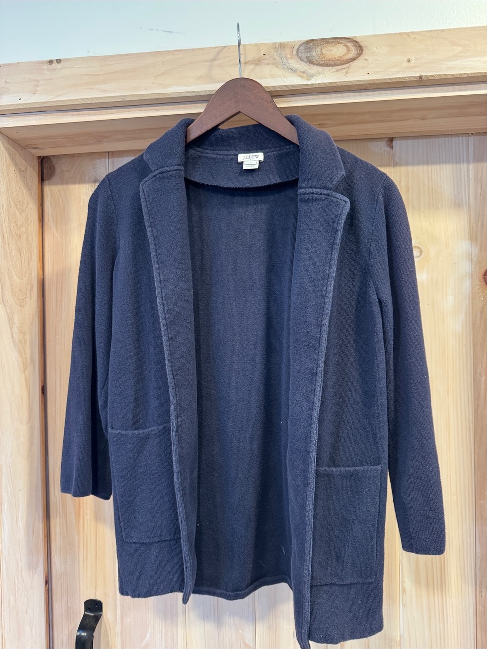 J. Crew Navy Open-Front Knit Blazer